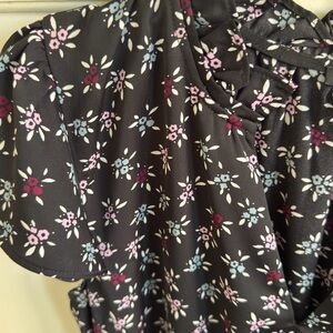 Ann Taylor Black Dress with Floral Design